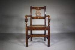 NORTH WALES GEORGIAN ANTIQUE OAK HEART ARMCHAIR