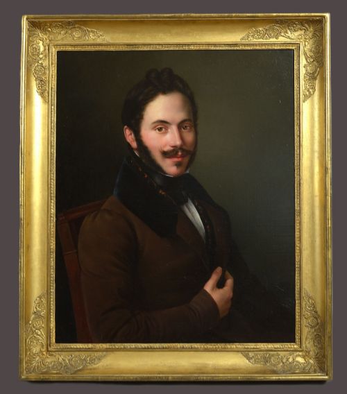 Portrait Oil of Capt. Joseph De Bouffier (1809-1876) by Edouard Pingret (1788-1875)