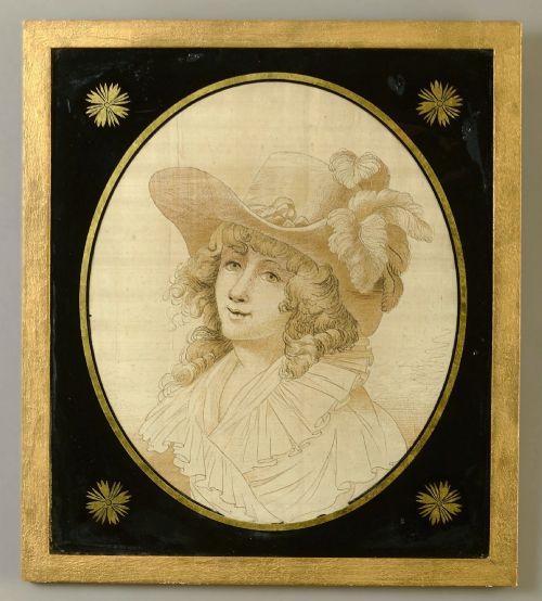 18th Century Portrait of a Fashionable Young Lady in Woven Silk