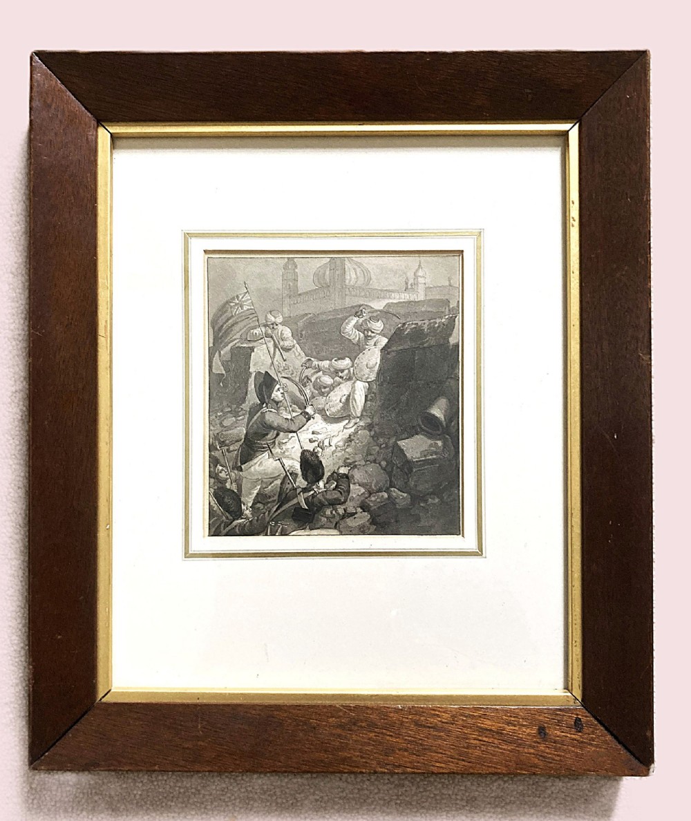 A late 18th-century monochromatic pen and wash drawing depicting soldiers engaged in the storming of a fortified position. View II