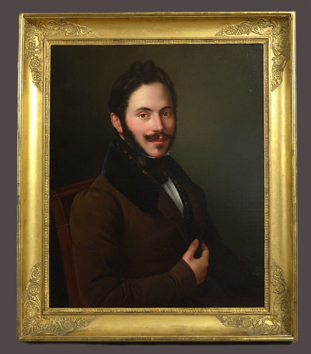 Portrait Oil of Capt. Joseph de Bouffier (1809-1876) by Edouard Pingret (1788-1875)