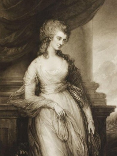 A late 18th-century pastel portrait depicting a woman with voluminous brown hair wearing a draped white shawl and lace detail. View V