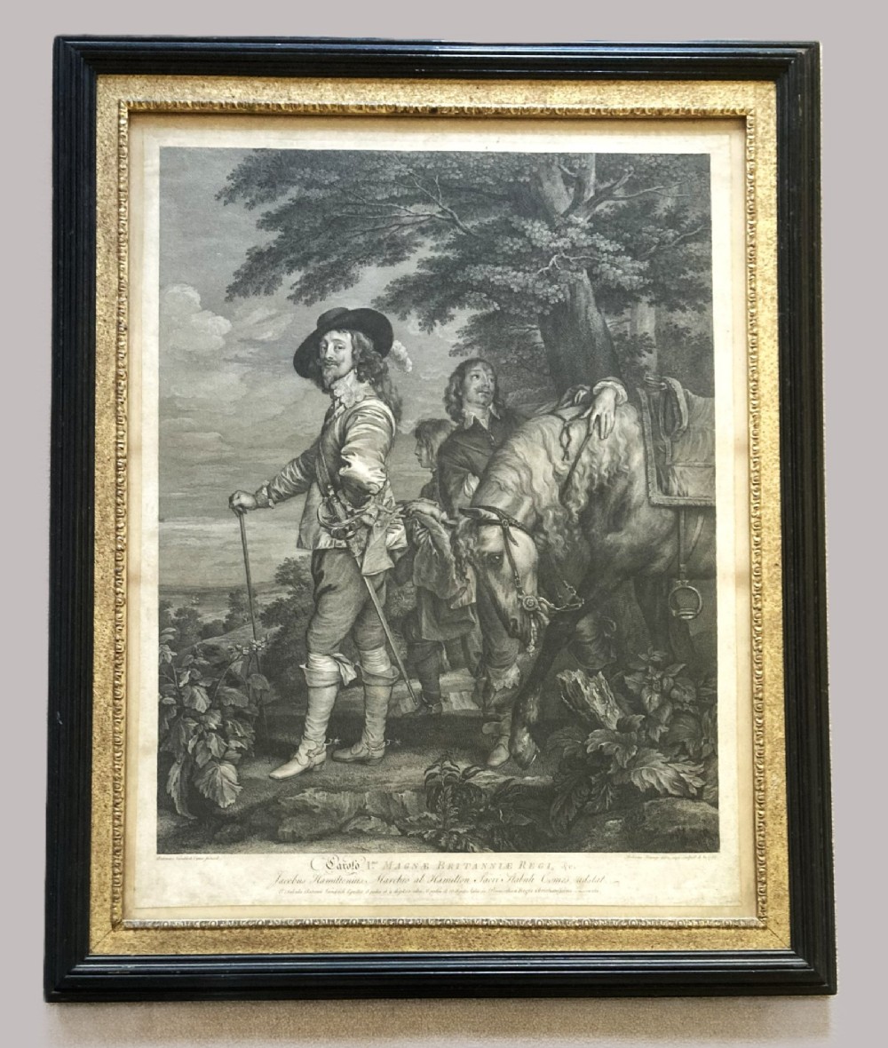 18th century Portrait engraving of King Charles I of Great Britain circa 1782