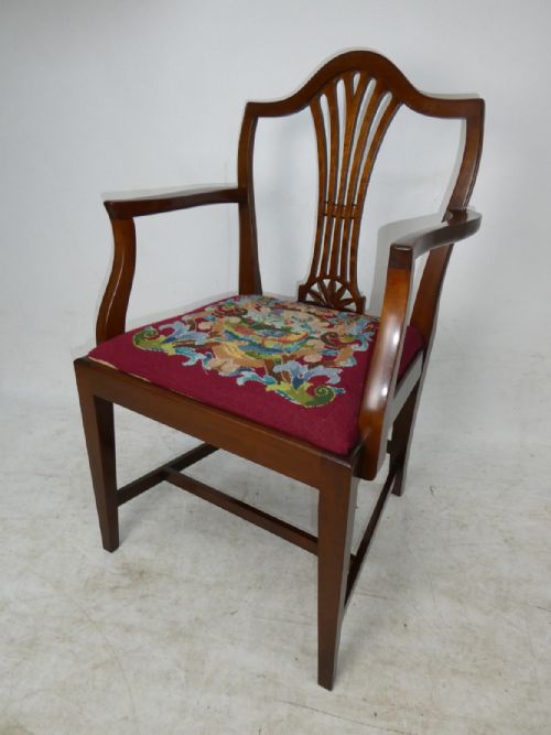 English Needlepoint Arm Chair