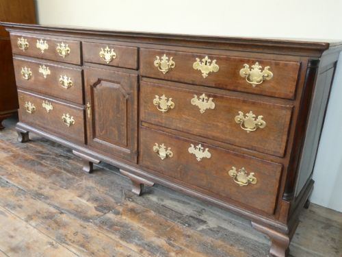 Large English 7' 2" Wide 18thc Oak Dresser