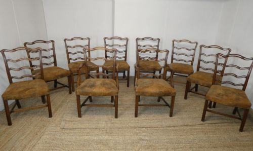 Set of Ten English Ladderback Chairs