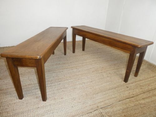 Pair Oak Hall Benches