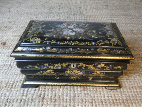 Large 19thc Papier Mache Tea Caddy