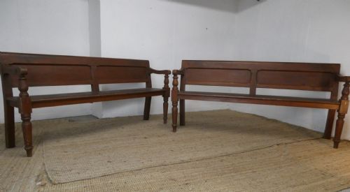 Pair 19thc Painted Pine Benches