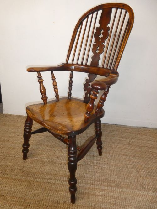 Yew High Broad Arm Windsor Chair
