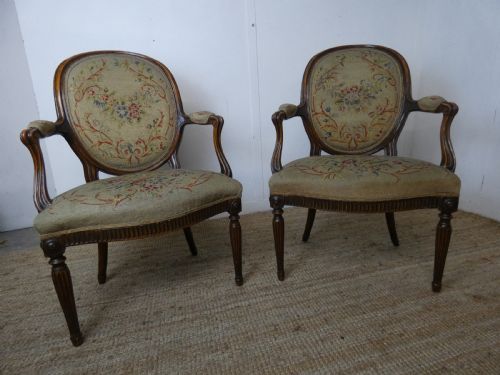 Fine Pair of Needlepoint Arm Chairs