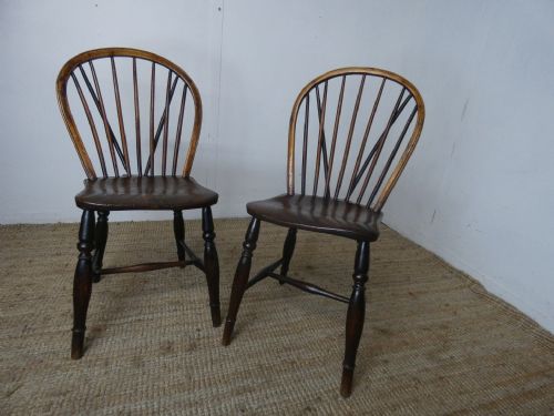 Pair Early 19thc Hoop Back Windsor Chairs