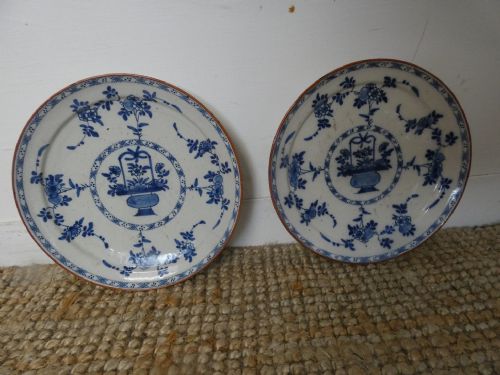 Pair 18th Century Delft Plates