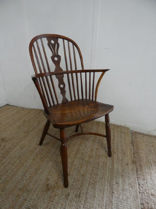 Rare 1800'S Fruitwood Windsor Arm Chair