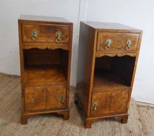 Small Pair Walnut Bedside Cabinets