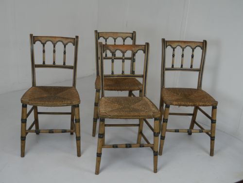 Set 4 19thc  Original Painted Chairs
