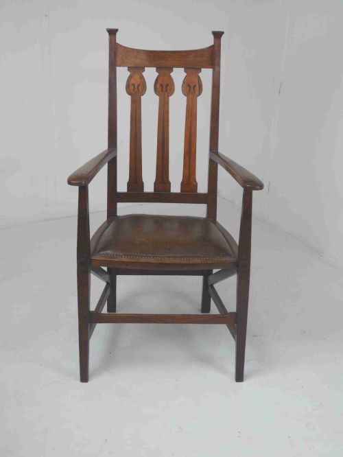 1900s Arts & Crafts Oak  Arm Chair