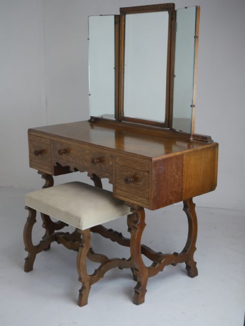 Oak Dressing Table & Stool