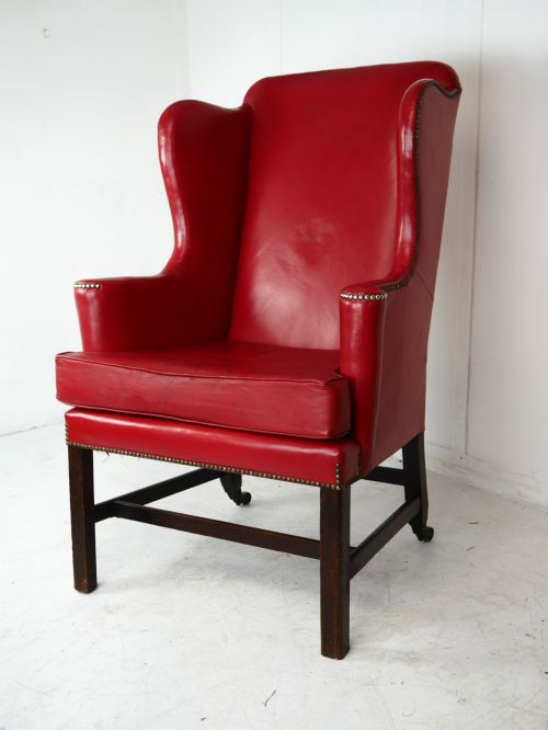 Georgian Leather Wing Arm Chair