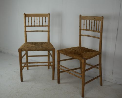 Pair Faux Bamboo Chairs