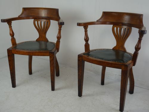 Pair Oak Desk Chairs