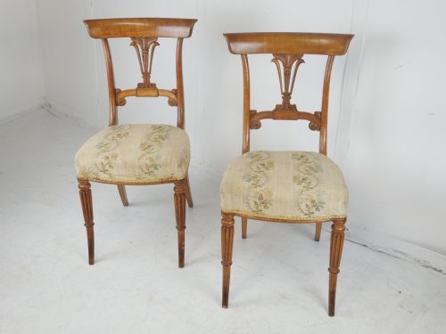 Pair Regency Birds Eye Maple Chairs