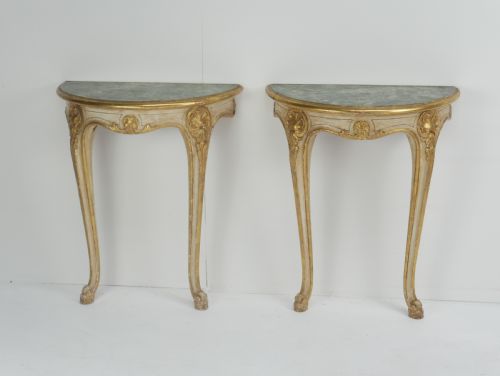 PAIR 1920'S PAINTED CONSOLE TABLES - ADDITIONAL PHOTO 10