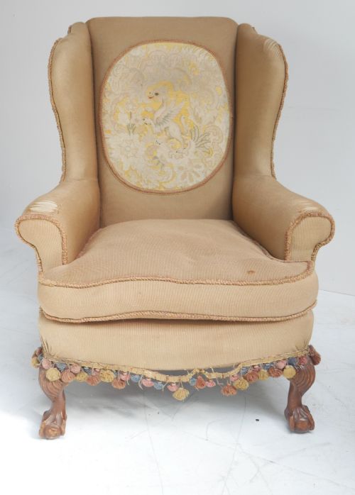 PAIR OF 1920'S WALNUT WING ARMCHAIRS - ADDITIONAL PHOTO 4