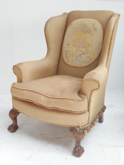 PAIR OF 1920'S WALNUT WING ARMCHAIRS - ADDITIONAL PHOTO 7