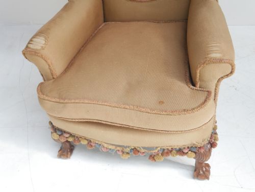 PAIR OF 1920'S WALNUT WING ARMCHAIRS - ADDITIONAL PHOTO 9