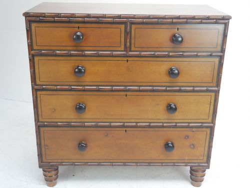 Original Faux Bamboo Painted Chest of Drawers