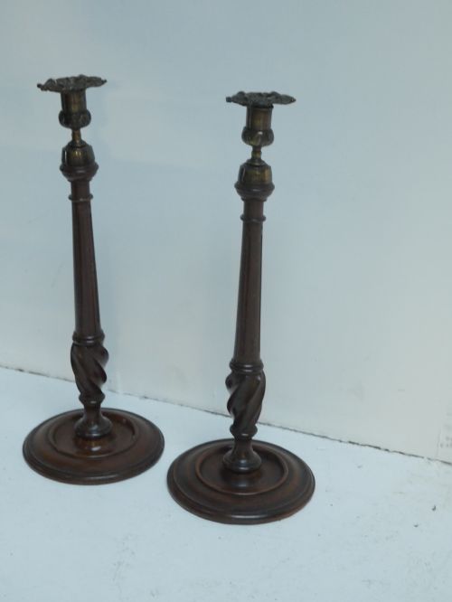 Pair Mahogany Candlesticks