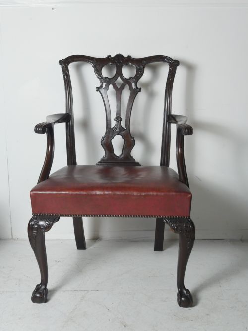 PAIR 19THC CHIPPENDALE STYLE ARMCHAIRS - ADDITIONAL PHOTO 6