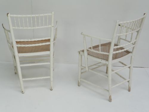 PAIR CANE SUSSEX CHAIRS - ADDITIONAL PHOTO 7