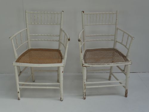 PAIR CANE SUSSEX CHAIRS - ADDITIONAL PHOTO 11