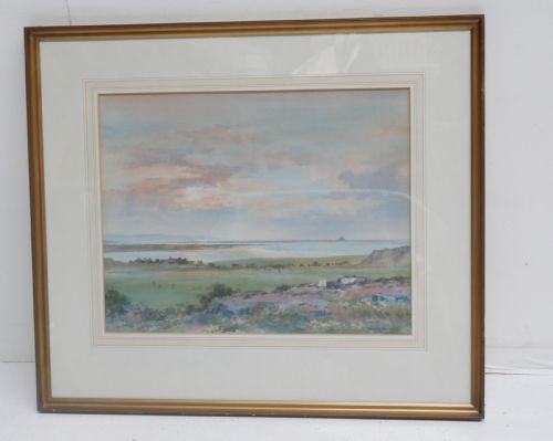 FRANK WOOD PAINTING BAMBURGH GOLF COURSE 1943