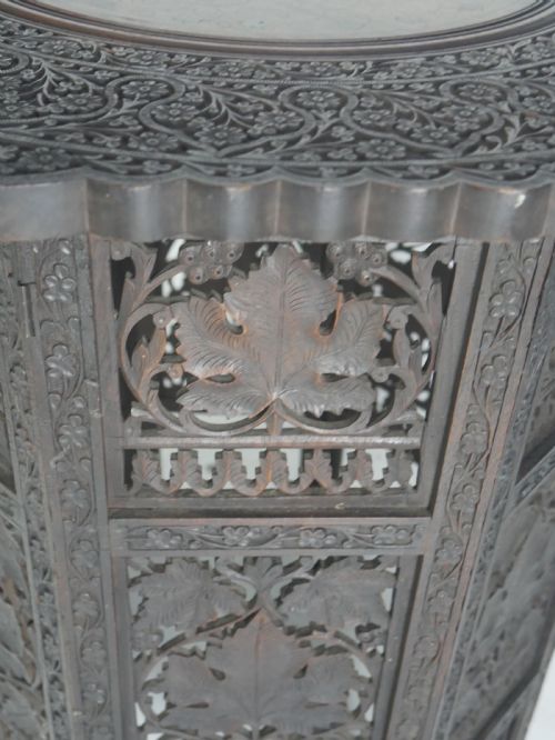 BRASS INLAID INDIAN OCTAGONAL TABLE - ADDITIONAL PHOTO 6
