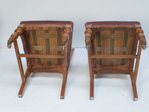 PAIR OAK LEATHER CHAIRS - ADDITIONAL PHOTO 7