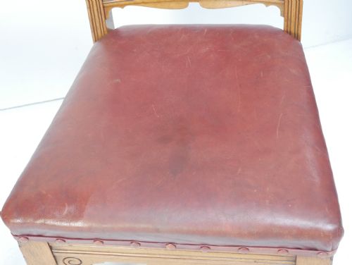 PAIR OAK LEATHER CHAIRS - ADDITIONAL PHOTO 10