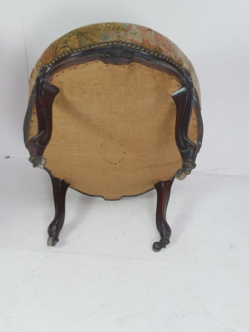 OVAL NEEDLEWORK UPHOLSTERED STOOL - ADDITIONAL PHOTO 13