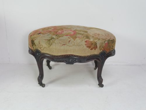OVAL NEEDLEWORK UPHOLSTERED STOOL - ADDITIONAL PHOTO 14