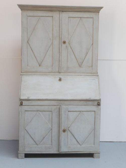 NEAT SWEDISH PAINTED BUREAU CABINET BOOKCASE - ADDITIONAL PHOTO 11