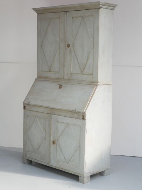 NEAT SWEDISH PAINTED BUREAU CABINET BOOKCASE - ADDITIONAL PHOTO 20