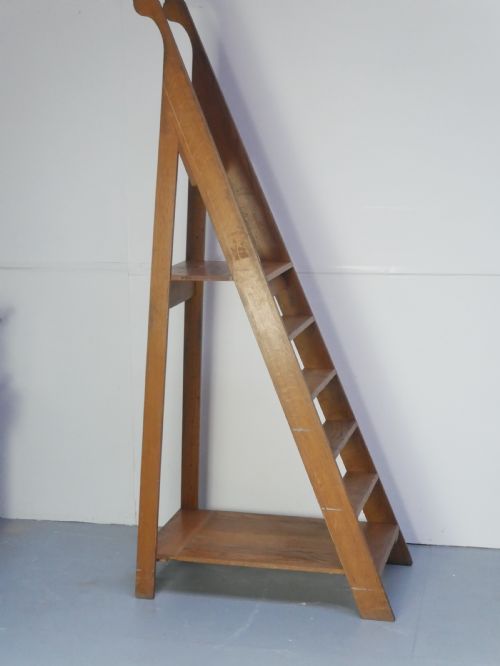 LARGE OAK LIBRARY LADDERS - ADDITIONAL PHOTO 5