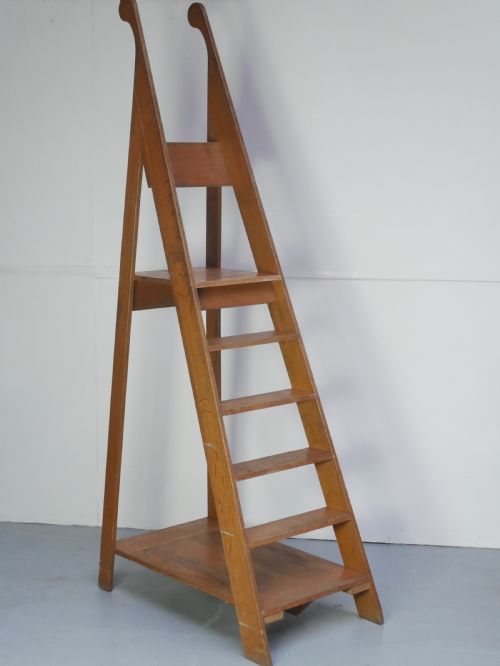 LARGE OAK LIBRARY LADDERS - ADDITIONAL PHOTO 11