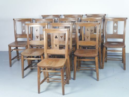 SET OF 12 OAK DINING KITCHEN CHAIRS