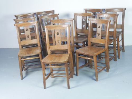 SET OF 12 OAK DINING KITCHEN CHAIRS - ADDITIONAL PHOTO 13
