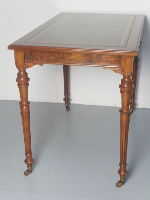 LIGHT WALNUT LEATHER TOP WRITING TABLE - ADDITIONAL PHOTO 2