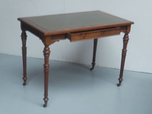 LIGHT WALNUT LEATHER TOP WRITING TABLE - ADDITIONAL PHOTO 9