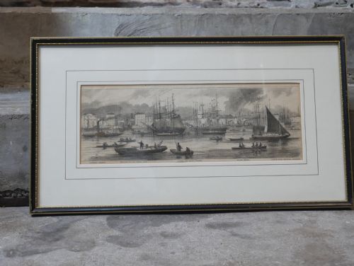SET 5 NAVAL ENGRAVINGS LONDON DOCKS - ADDITIONAL PHOTO 3